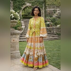 A Loves A Maxi Dress NWT – Boho Green Patchwork Tiered Floral